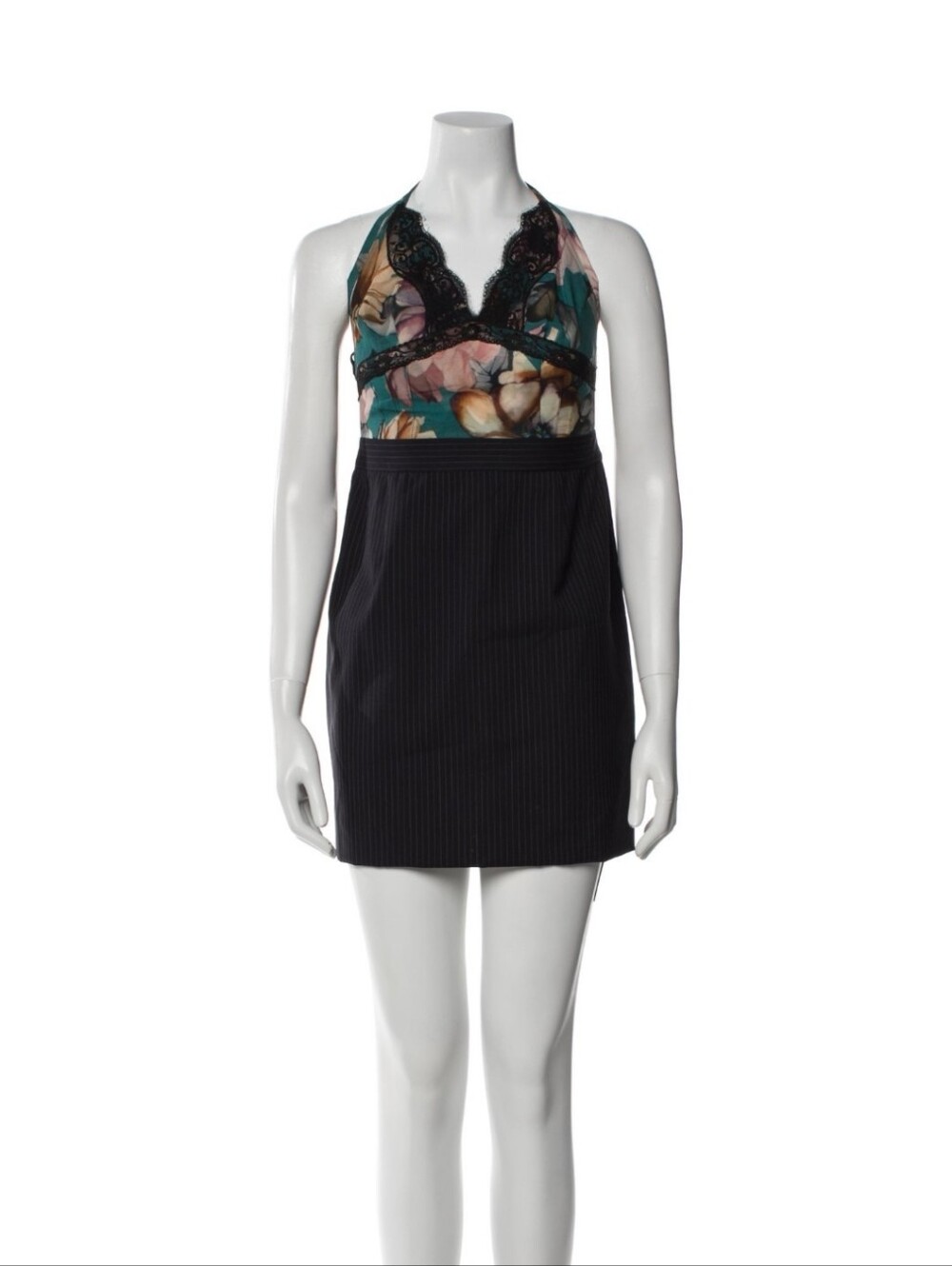 D&G Floral spaghetti strap mini dress 42 wool silk lux blend y2k S - Picture 13 of 13